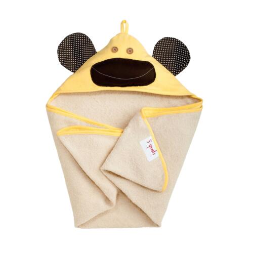 Babyhåndklæde med gult abe motiv fra 3 Sprouts.Lækkert