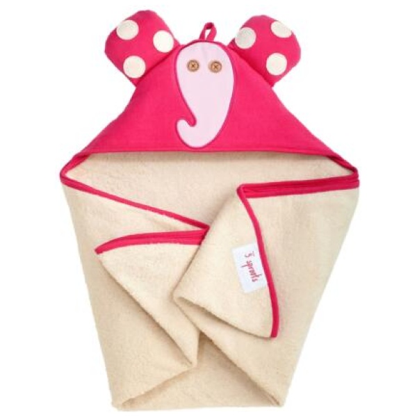 Babyhåndklæde med elefant motiv fra 3 Sprouts.Lækkert