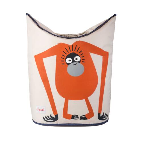Vasketøjskurv fra 3 Sprouts med sjovt orangutang motivSnavsetøjskurv til børneværelse eller badeværelse.Kurvens øverste sider kan bukkes ind over hinanden